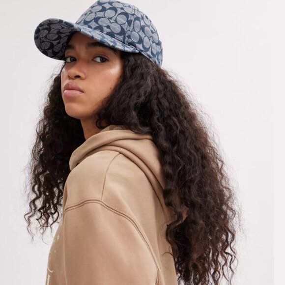 New COACH Signature Chambray Jeans Color Baseball Hat sale Authentic hat sz M/L - Picture 3 of 14